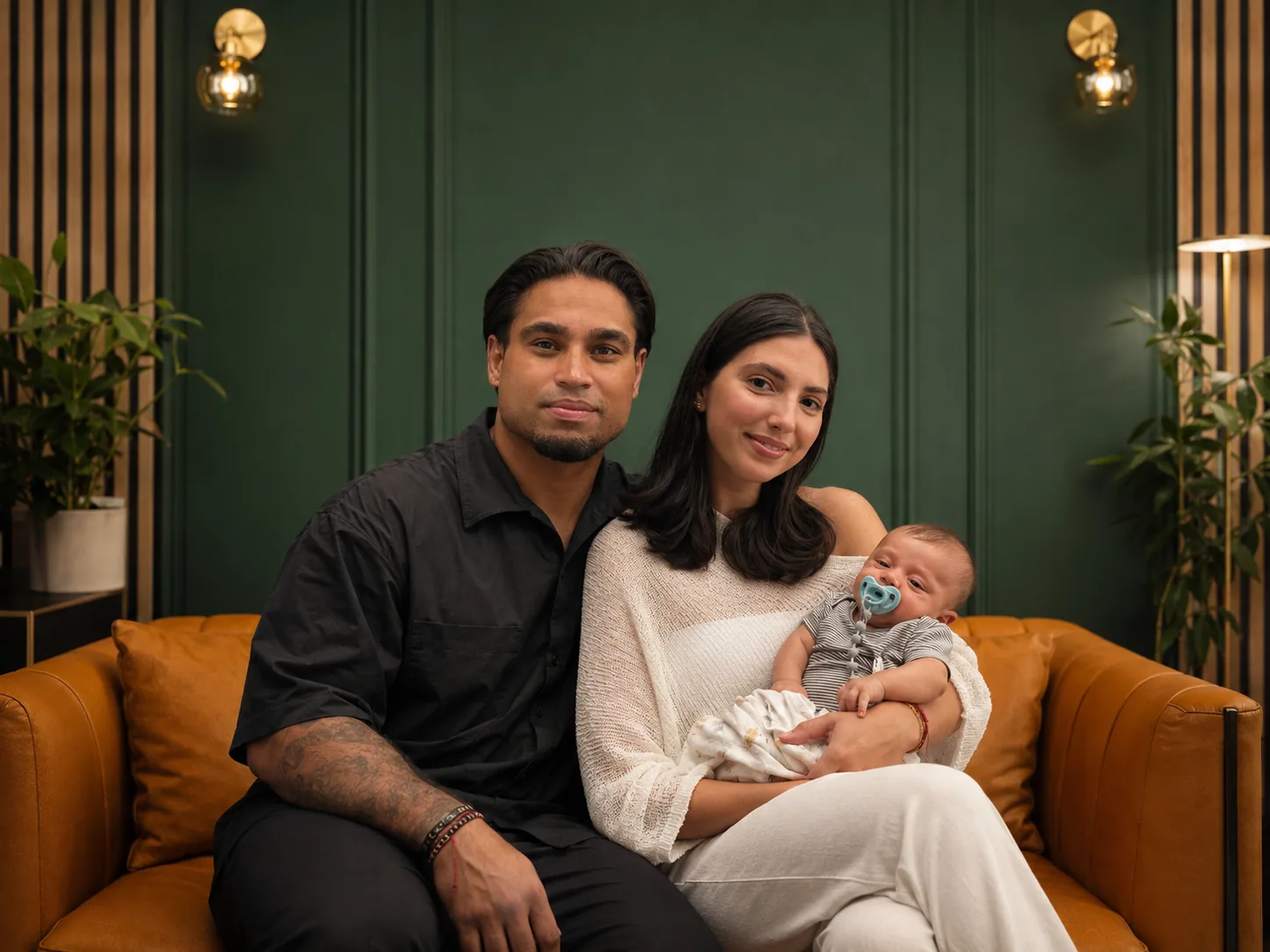 Michael Sebahie, owner and master barber of The Barber Suite, with his family
